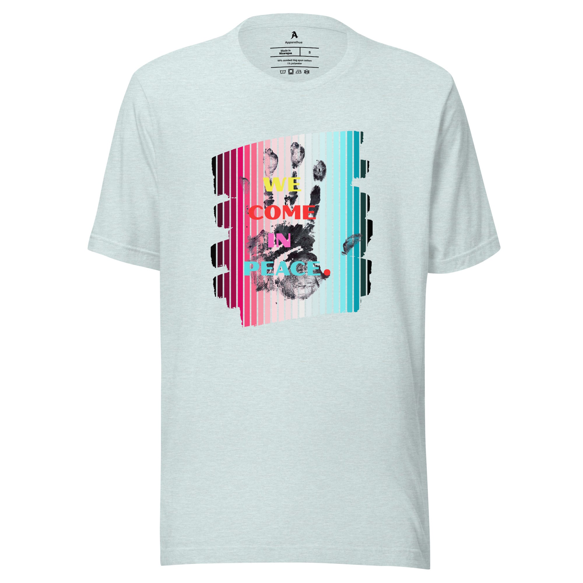Peace and unity slogan streetwear look