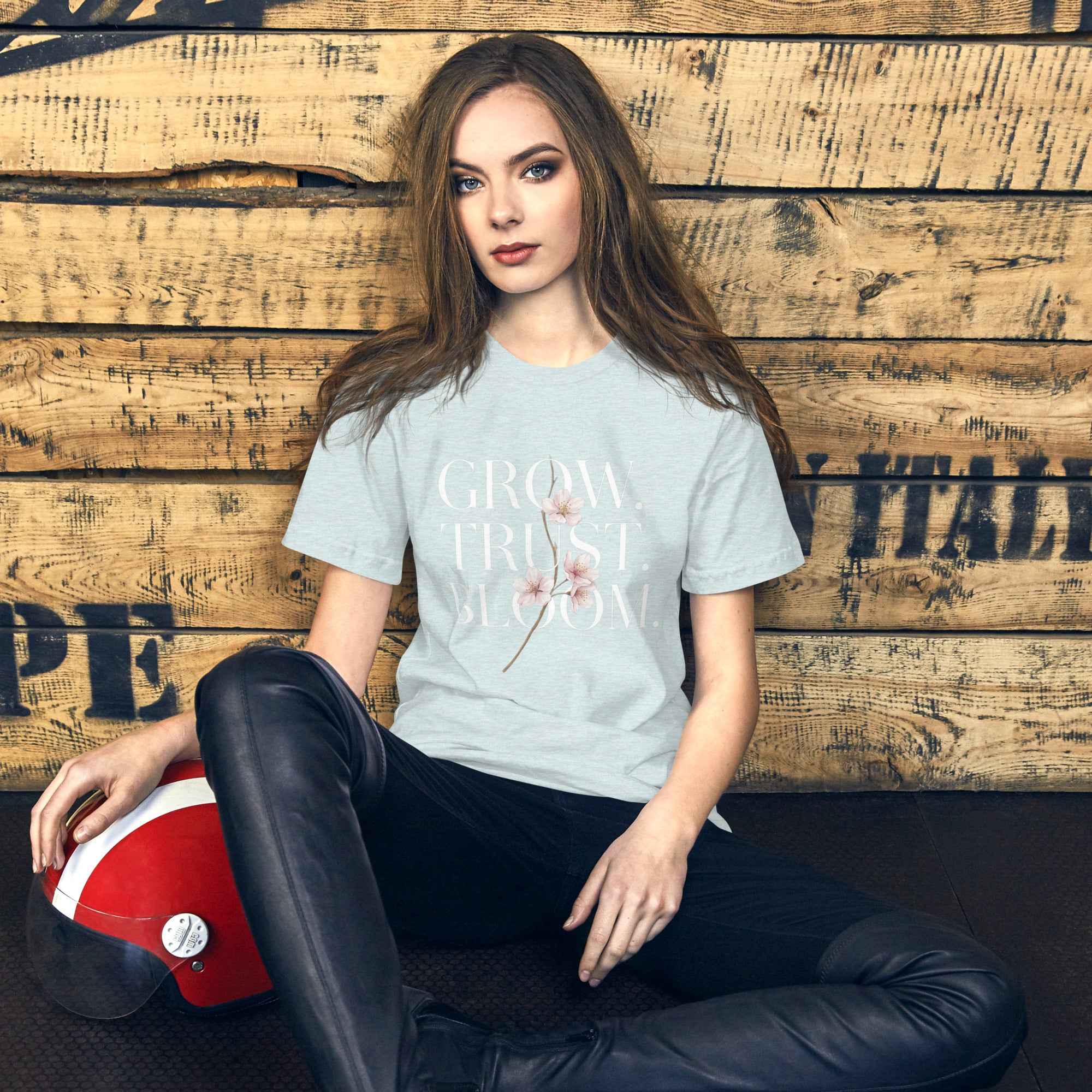 Inspirational graphic tee styled with denim jeans outfit