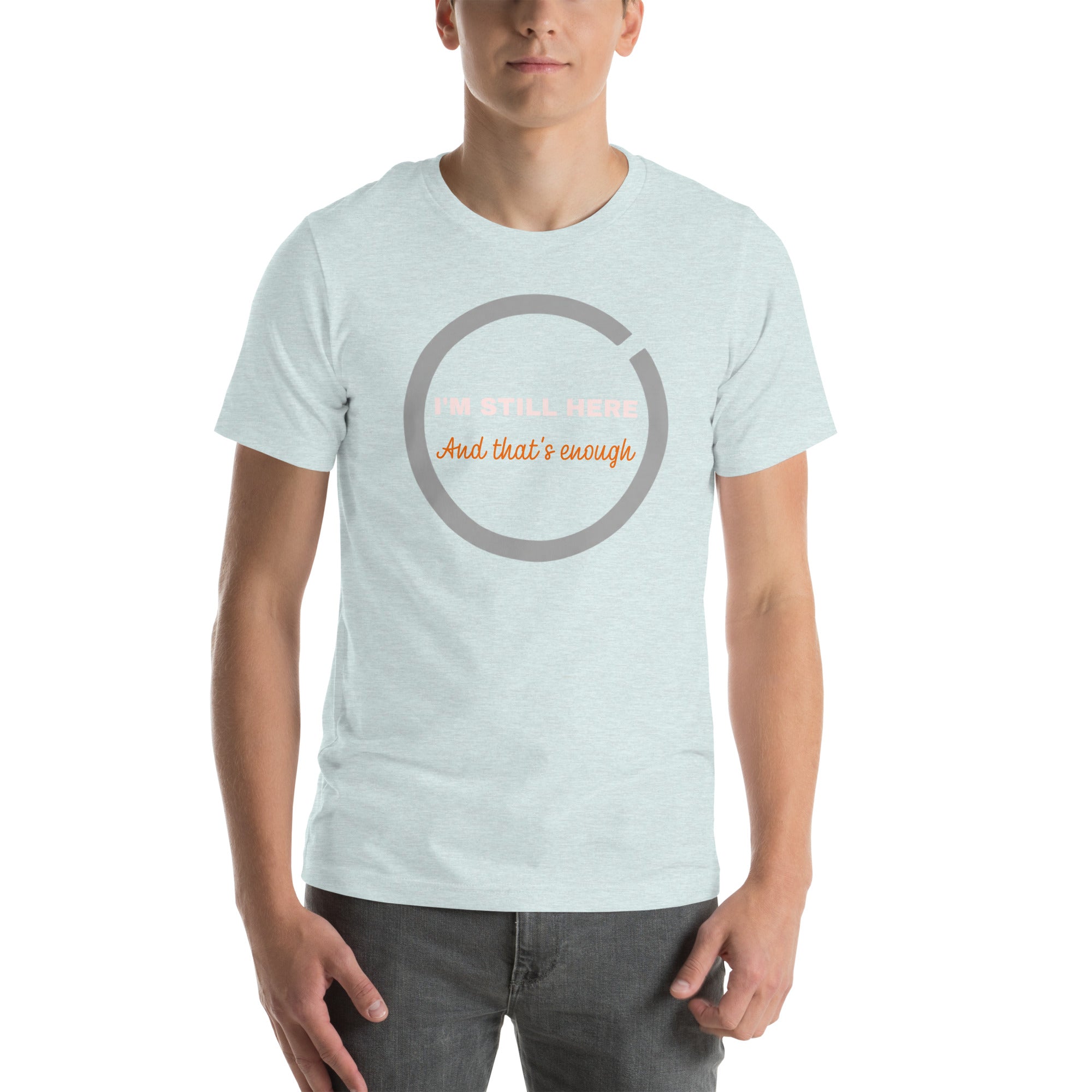 layering affirmation tee under jacket