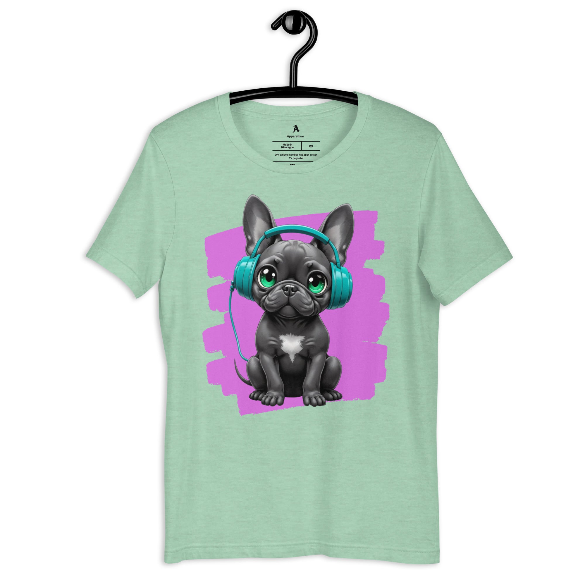 Apparelhue exclusive Frenchie music graphic t-shirt.