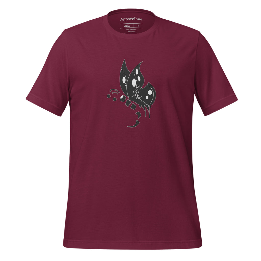 The back of the plain white Apparel Hue Art Butterfly T-Shirt, showing the quality of the fabric drape.