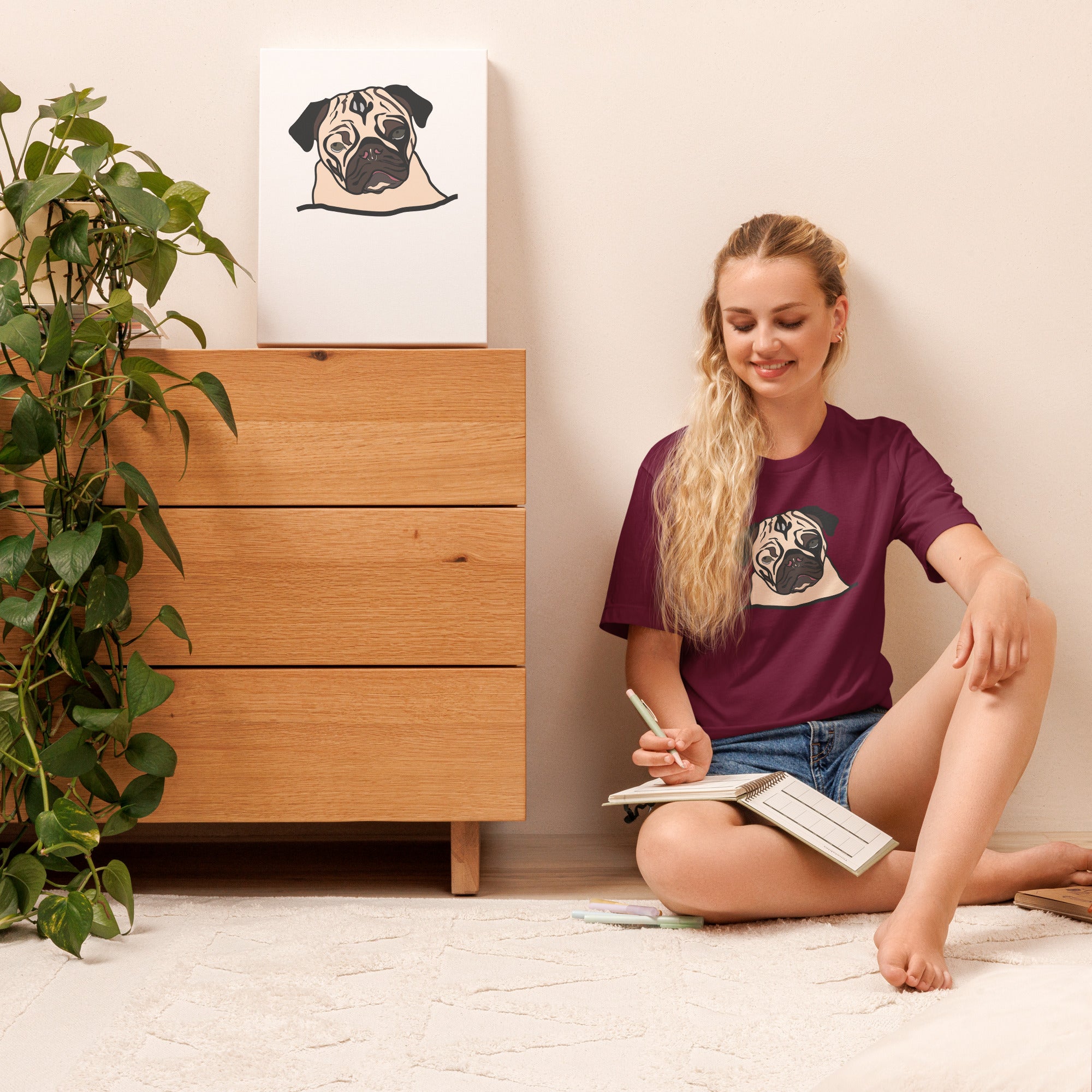 Pug dog graphic unisex t-shirt cozy casual pug owner gift apparel