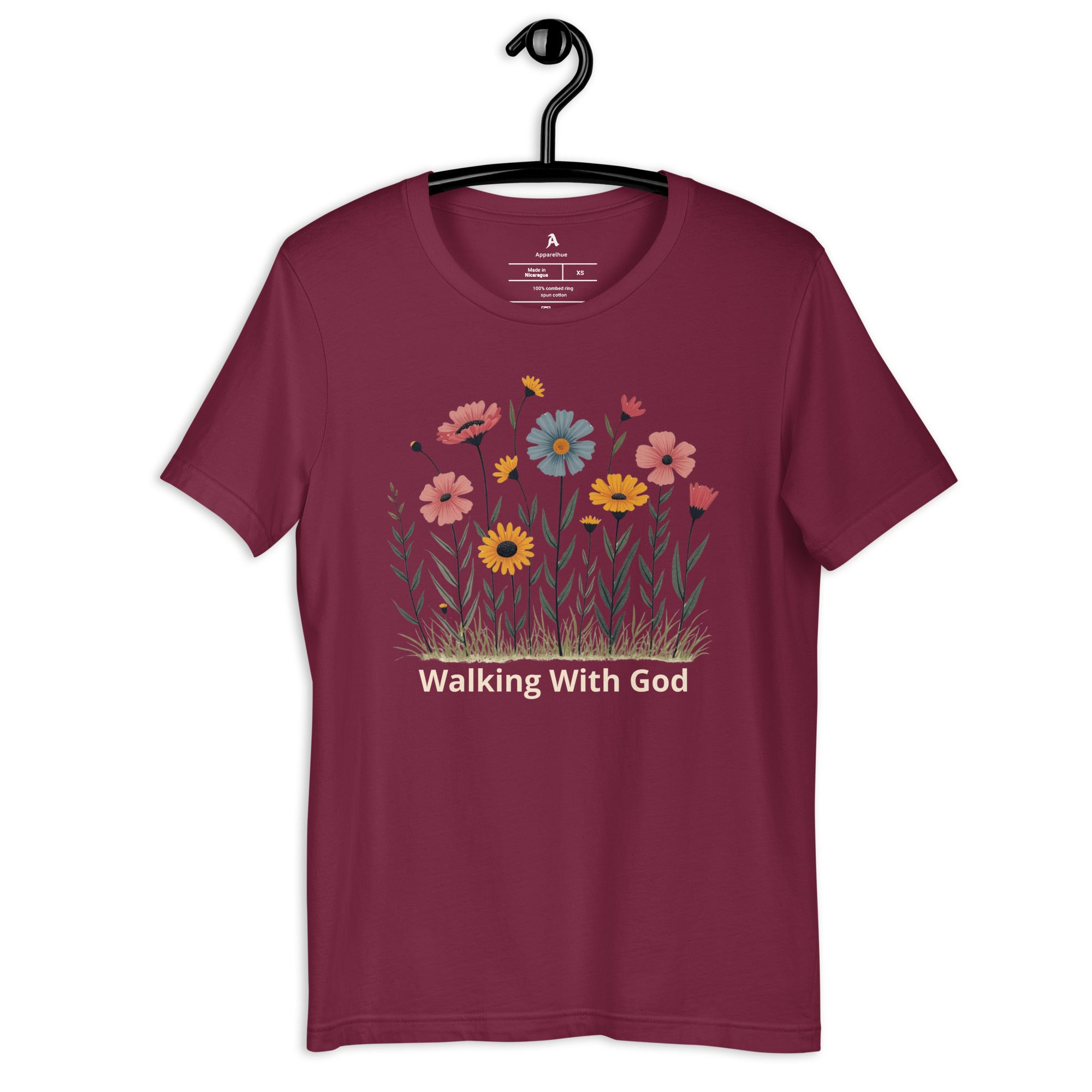 Walking With God Tee in Maroon