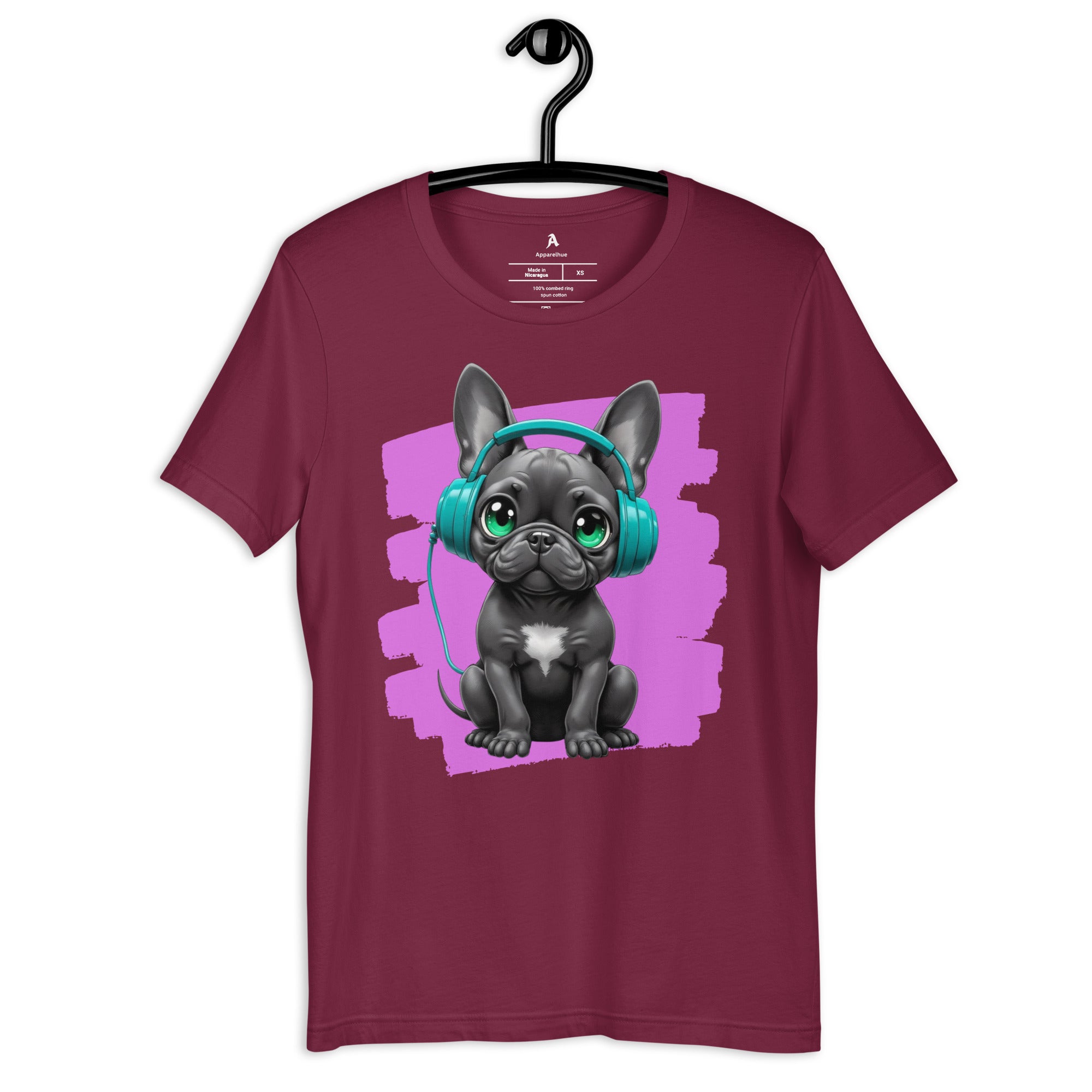 Pop art style black French Bulldog t-shirt by Apparelhue.