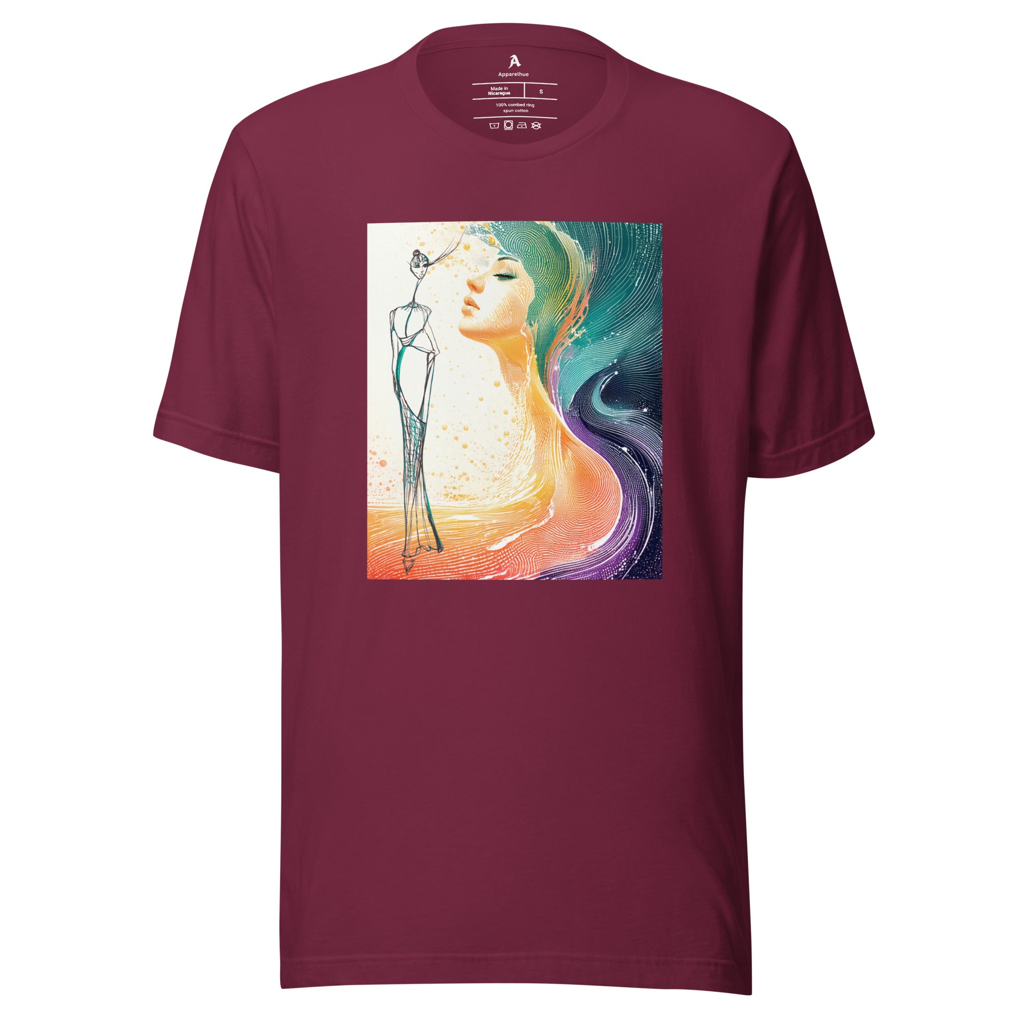 Unique abstract face design on t-shirt