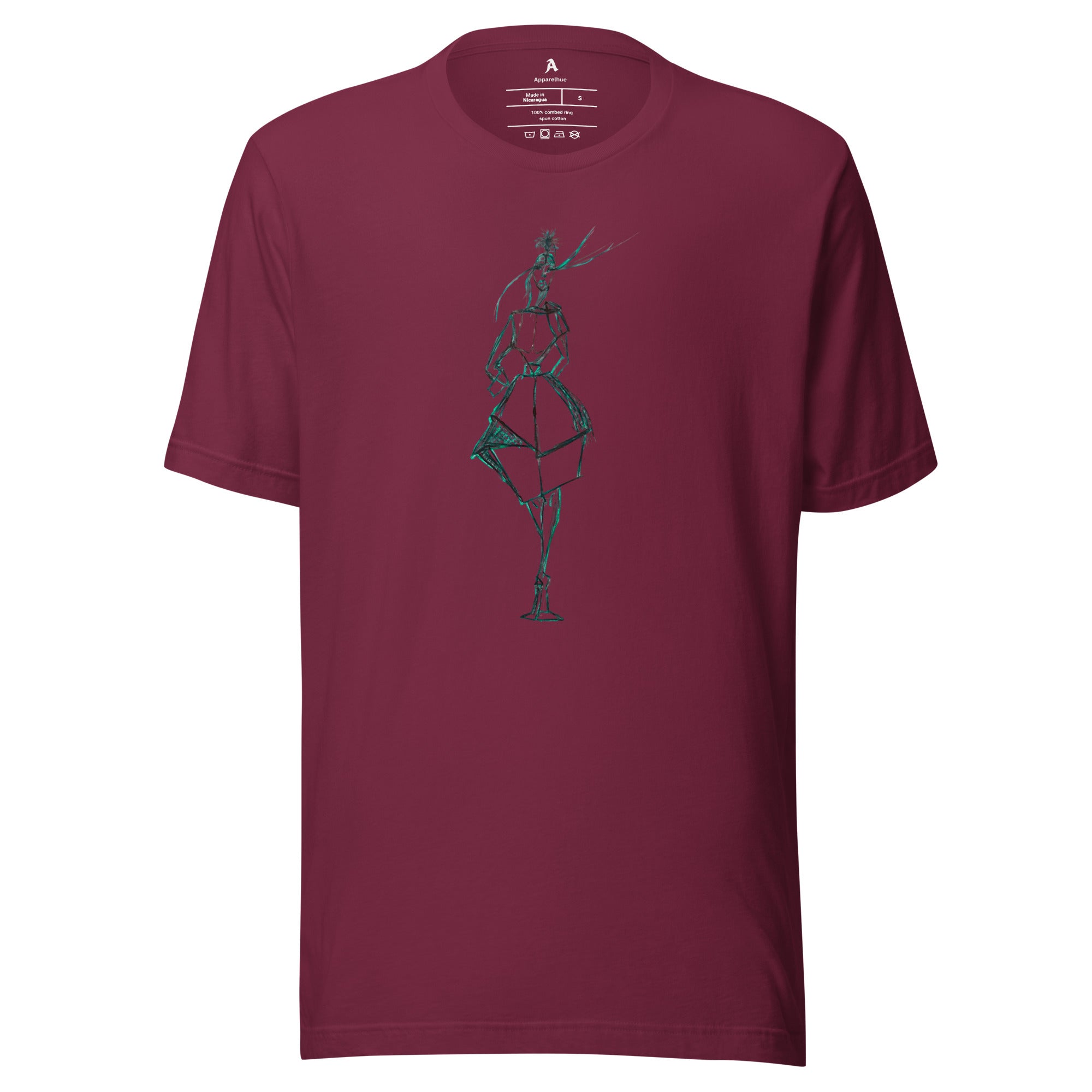 abstract sketch style tee fabric detail