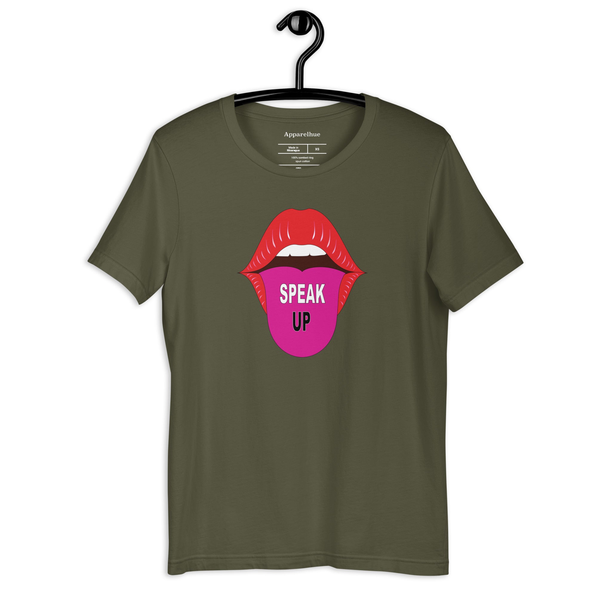 Close-up of the soft, 100% organic cotton texture of the Speak Up Tee.