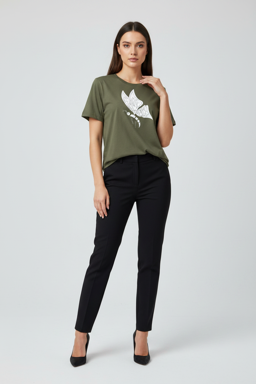 Abstract Butterfly Print Cotton Tee