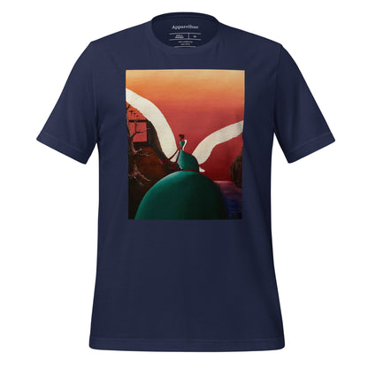 A clear product display of the artistic t-shirt with its unique and expressive design