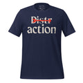 Graphic for a t-shirt showing a red arrow piercing the word "Distractions" to promote a focus on actions.