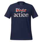 Graphic for a t-shirt showing a red arrow piercing the word "Distractions" to promote a focus on actions.