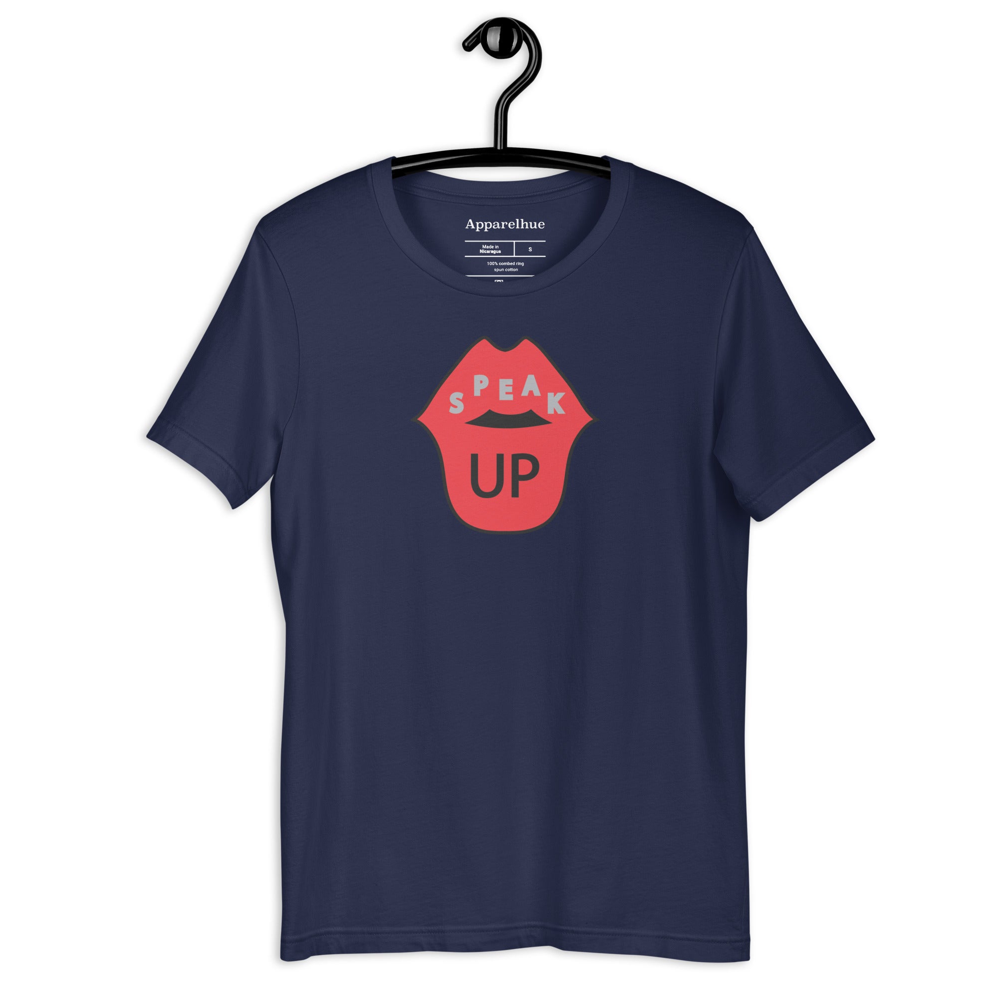 Artistic image focusing on the typography texture of the Speak Up Art Print T-Shirt design