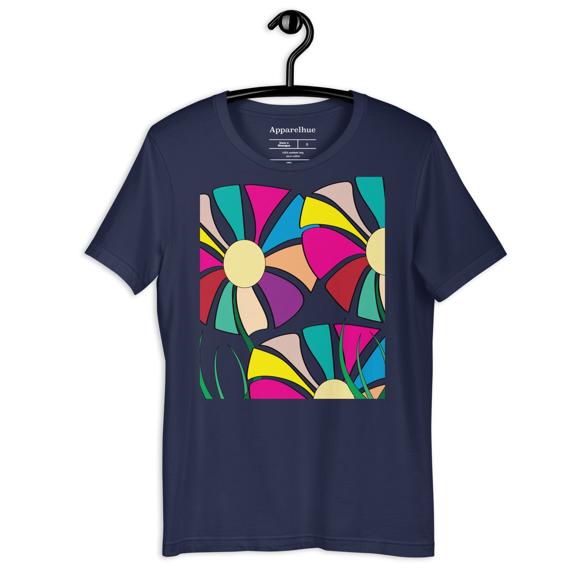 Artistic blooming flower pattern t‑shirt lifestyle photo