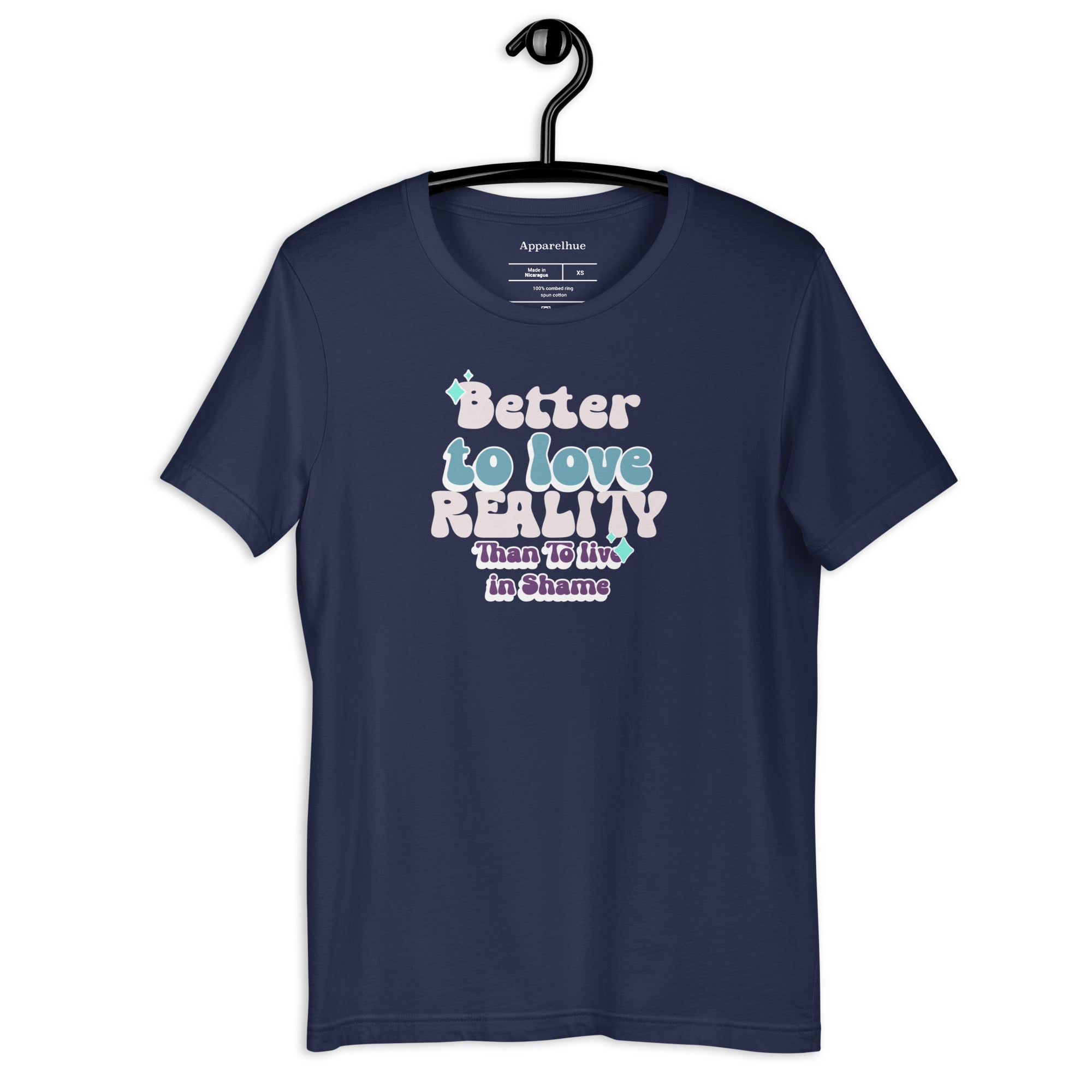  Apparel Hue Art t-shirt showing high-quality neck ribbing.