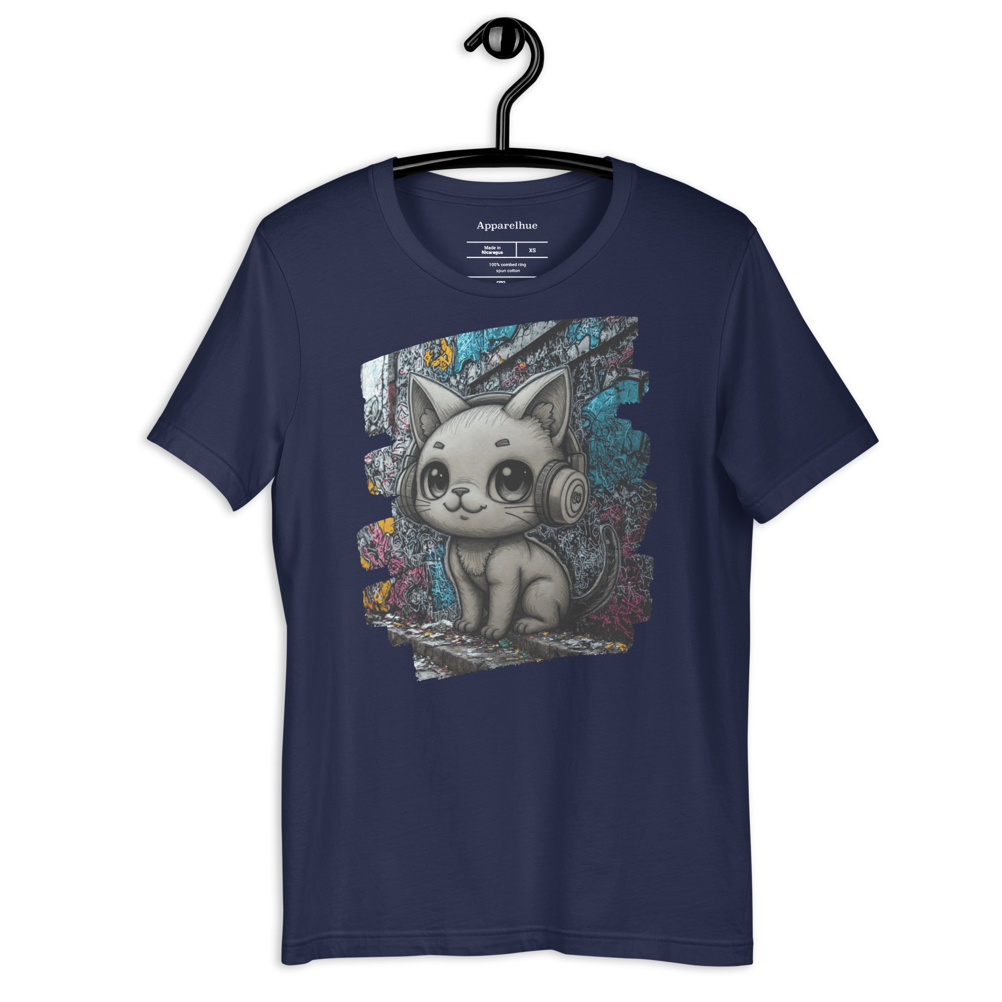 music lover cat illustration t-shirt