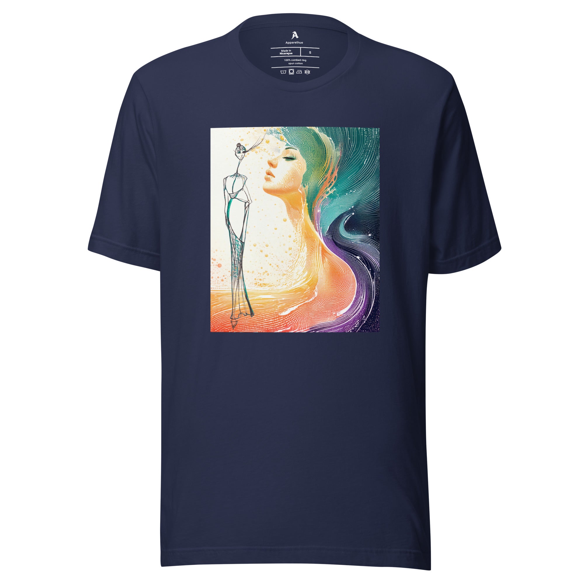 Vibrant gradient art tee with feminine energy