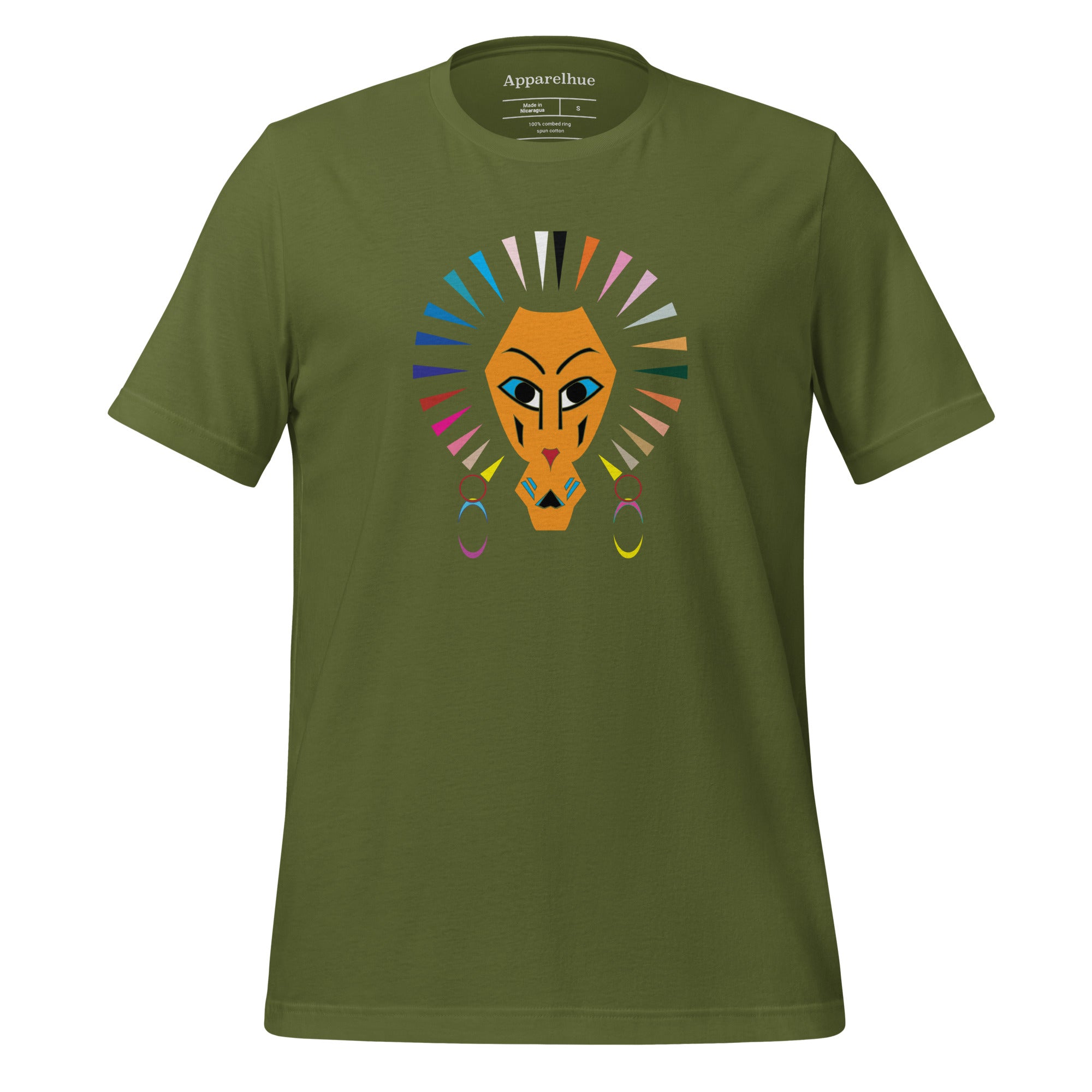 Artistic animal graphic tee with fierce lion print
