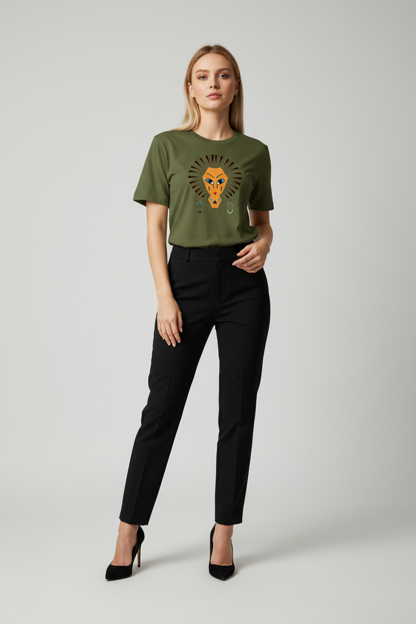 Line Art Lion Graphic T-Shirt