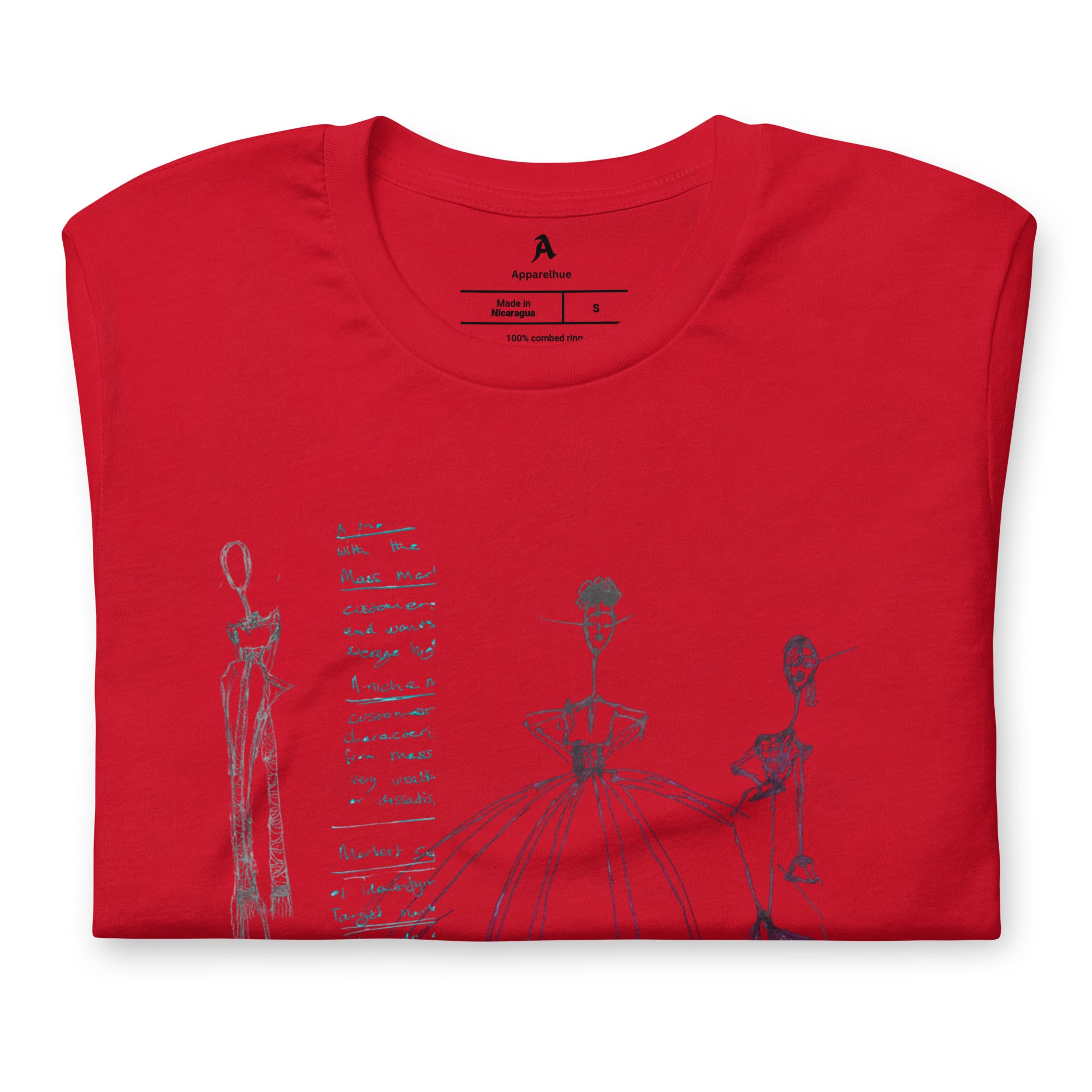 elegant women’s red graphic t-shirt design