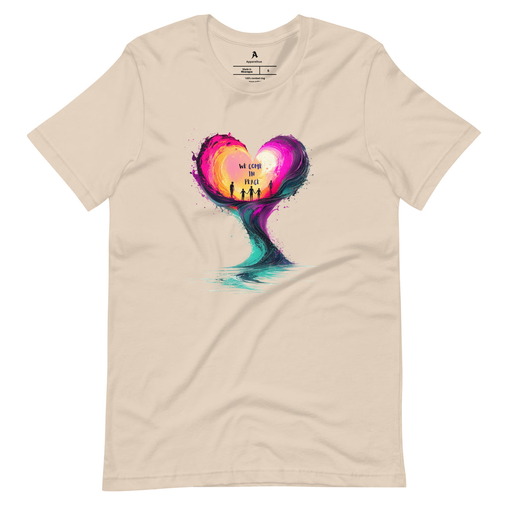 Artistic inspirational graphic tee with unity message