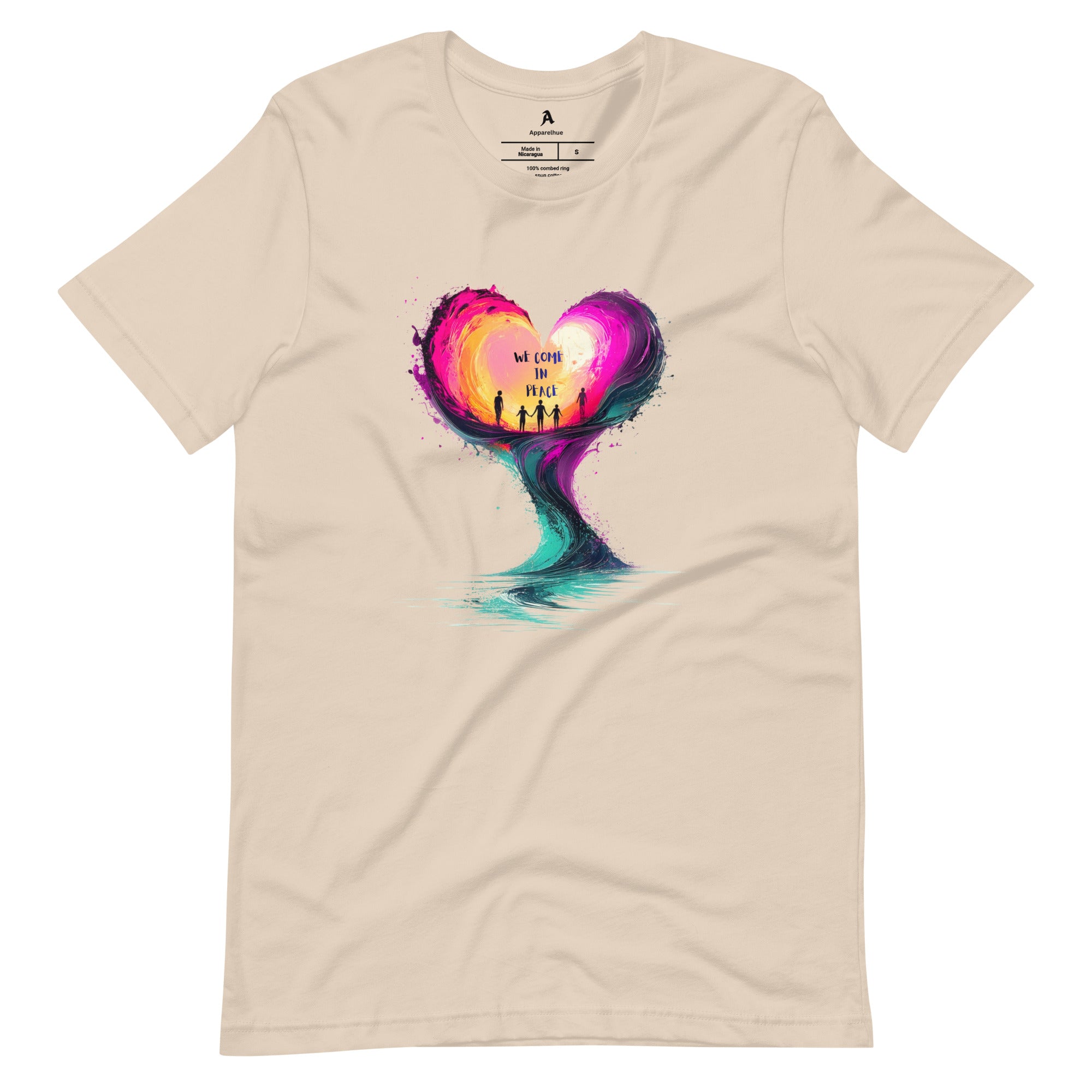 Artistic inspirational graphic tee with unity message