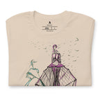 woman and abstract creature sketch tee
