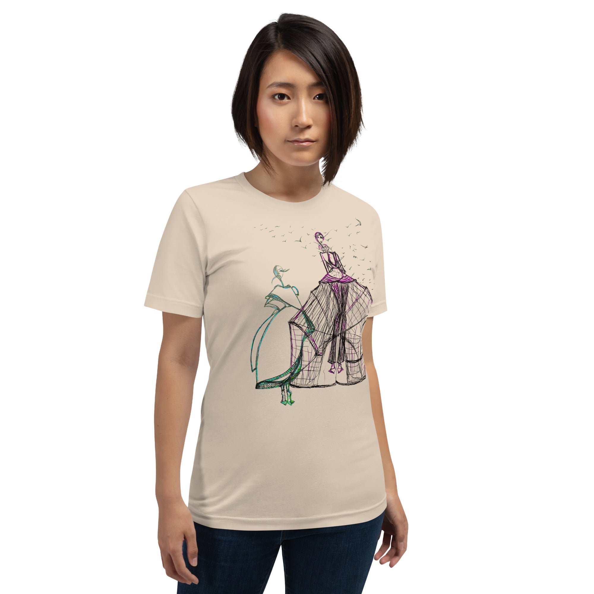 minimal line drawing graphic t shirt