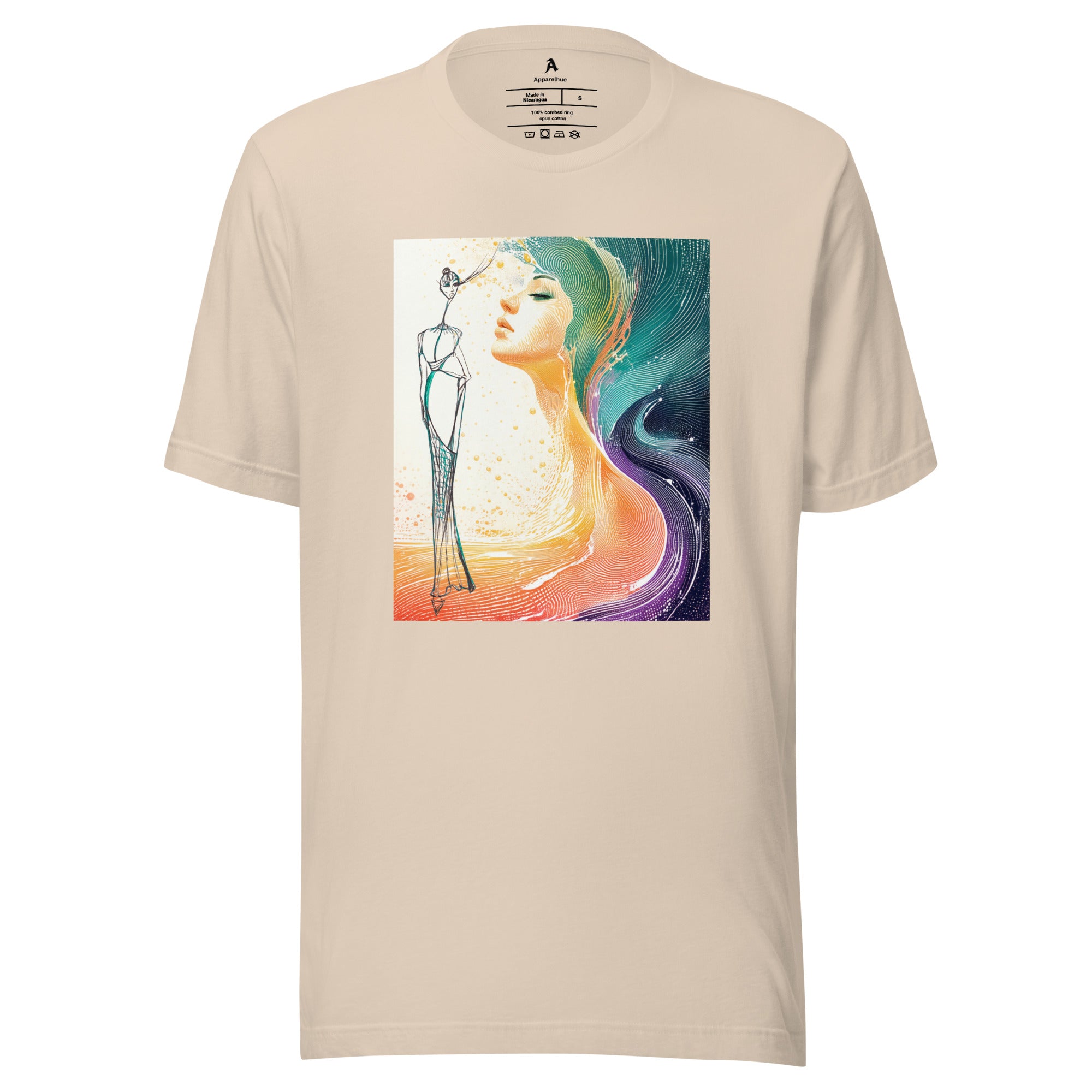 Bold colourful portrait print shirt