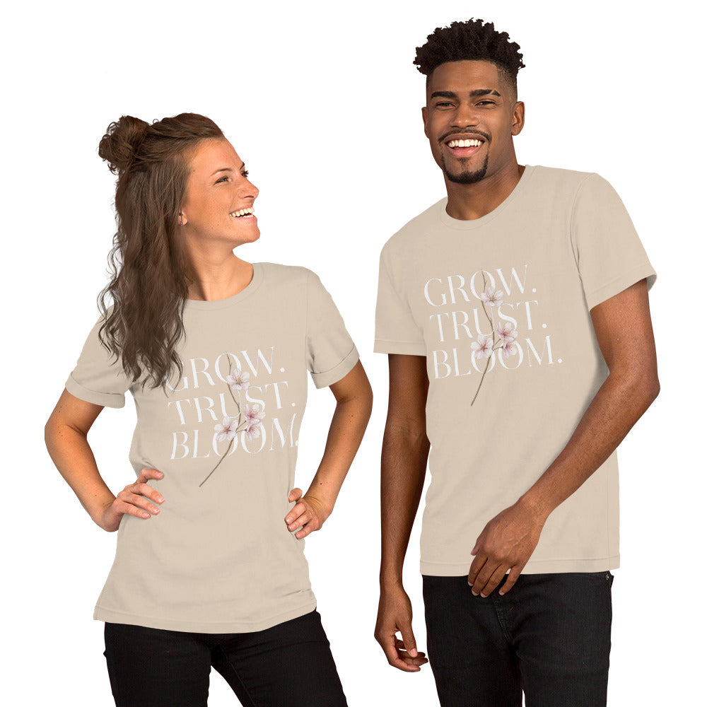 Female model confident pose wearing inspirational slogan tee