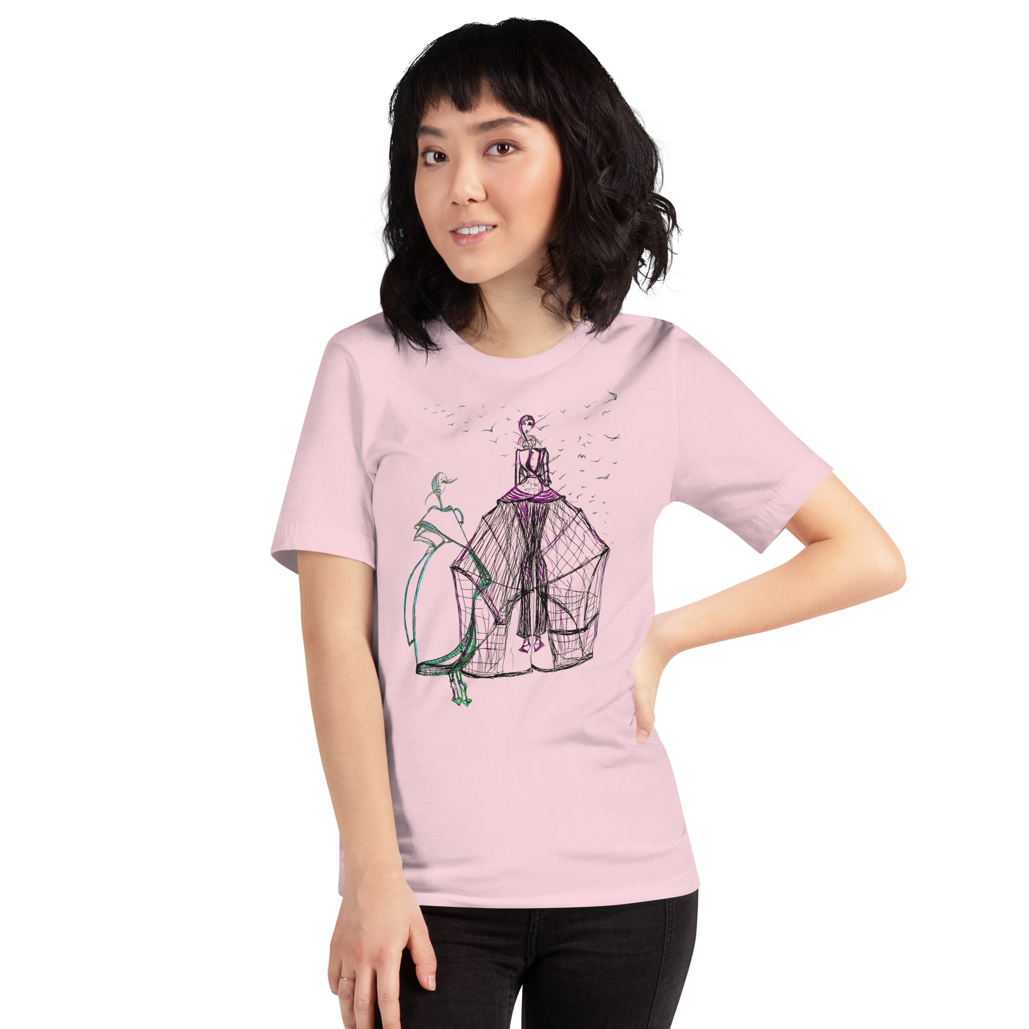 surreal line art t shirt abstract fashion