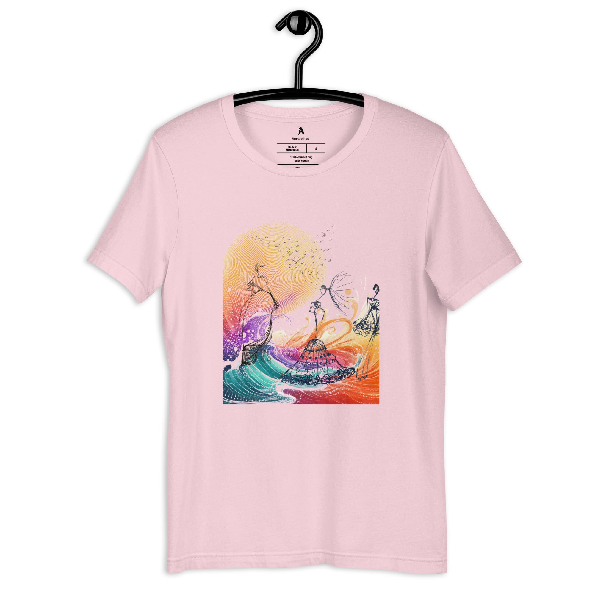 Apparelhue clothing featuring a sunset-inspired artistic graphic print.