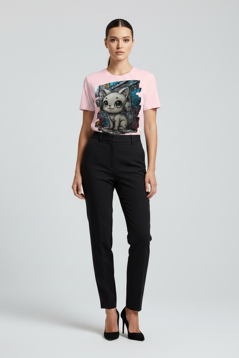 Street Cat with Headphones T-Shirt