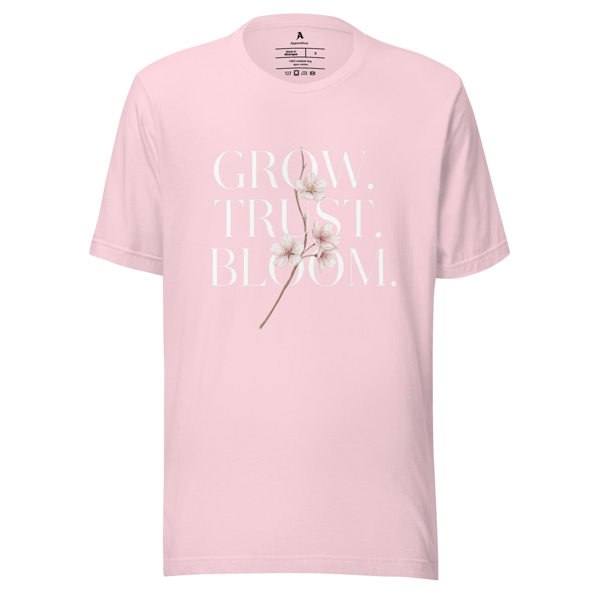 Grow Trust Bloom shirt styled with skirt soft feminine look