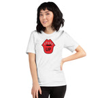 Model wearing the Apparel Hue Art 'Speak Up' t-shirt in a relaxed, casual pose, full length