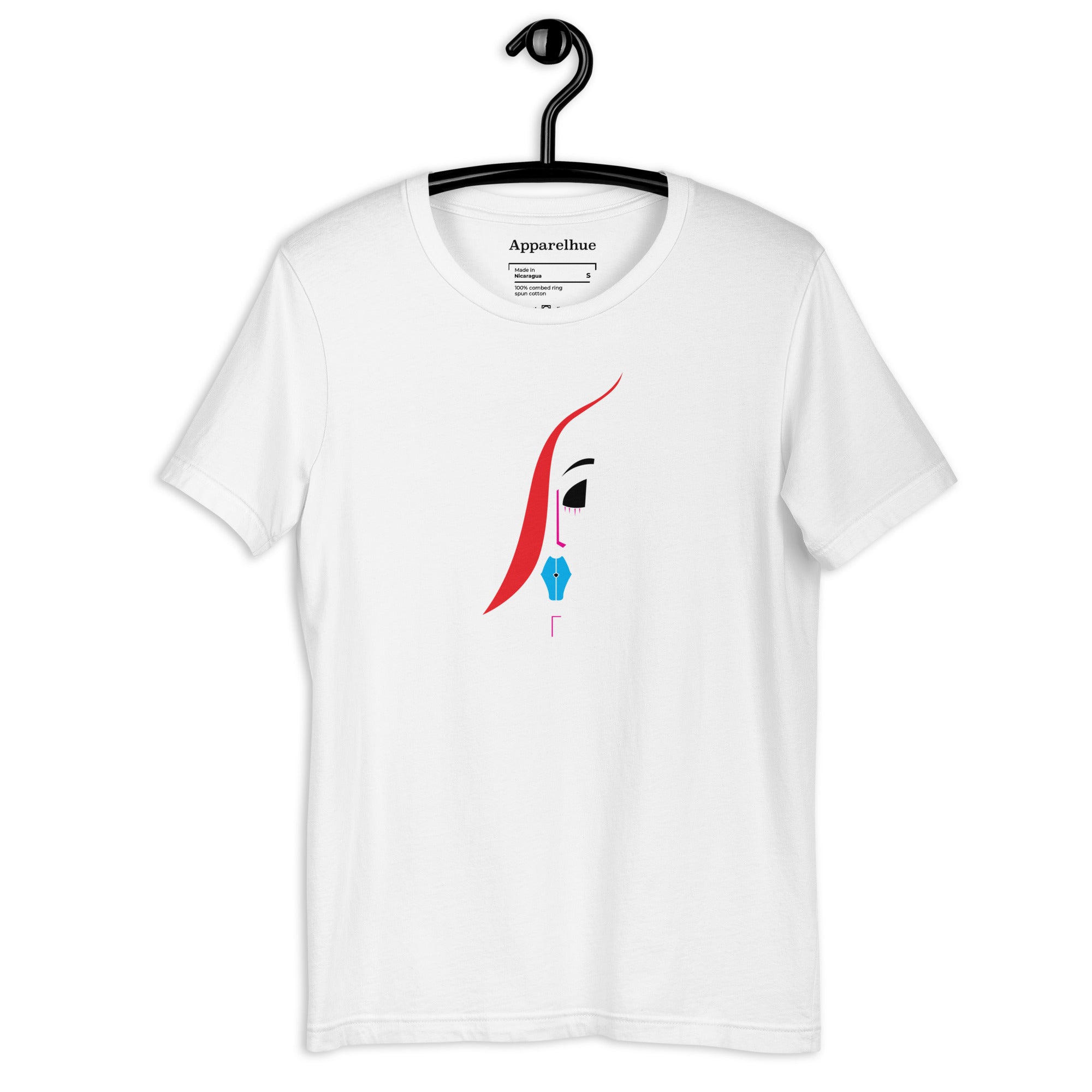 Beautiful Face Print Artistic Graphic Tee Front View