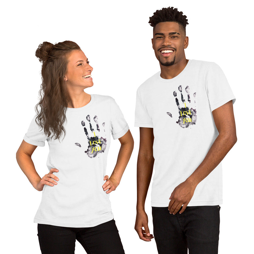 I Love You unisex cotton shirt flat lay