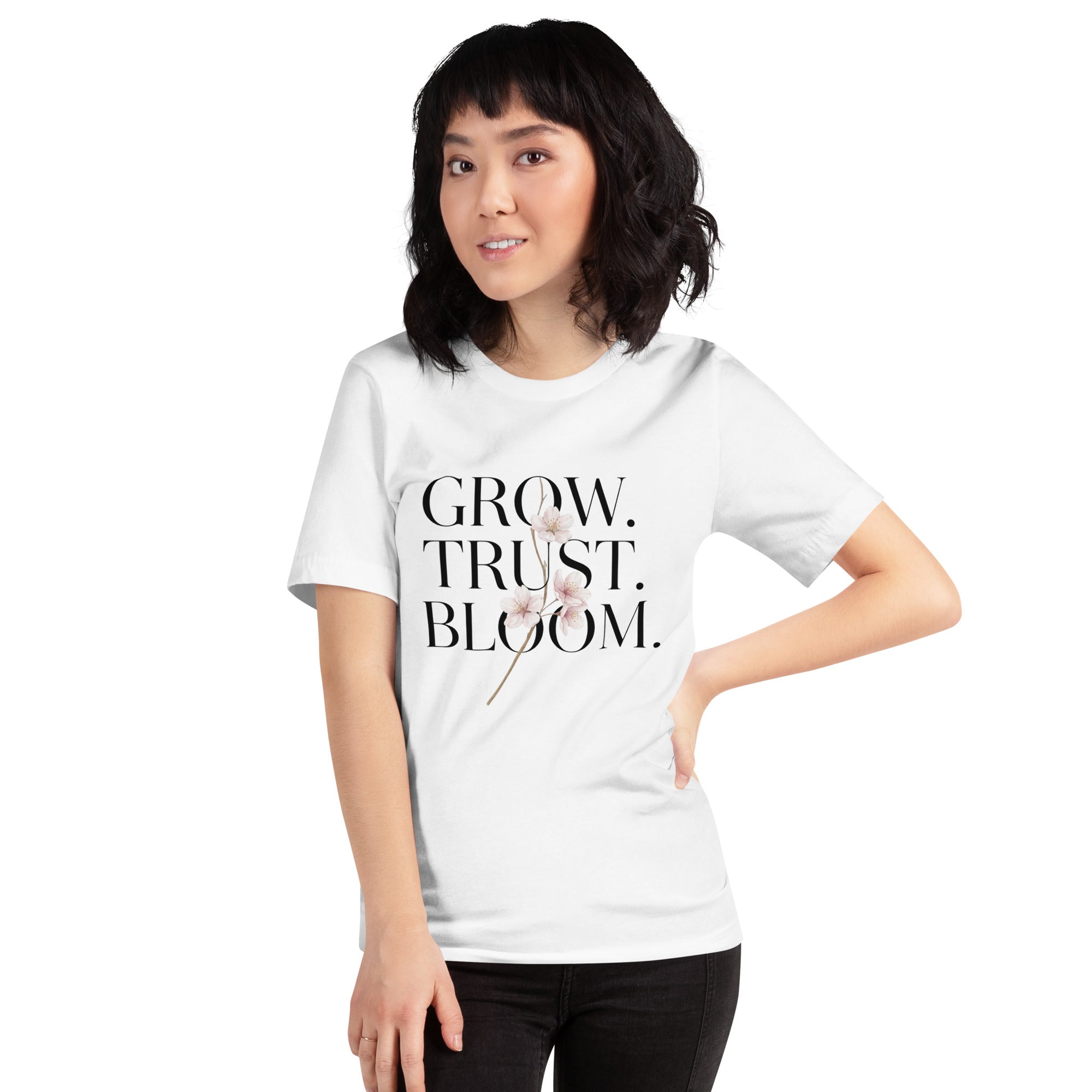 Grow Trust Bloom T-shirt front design view