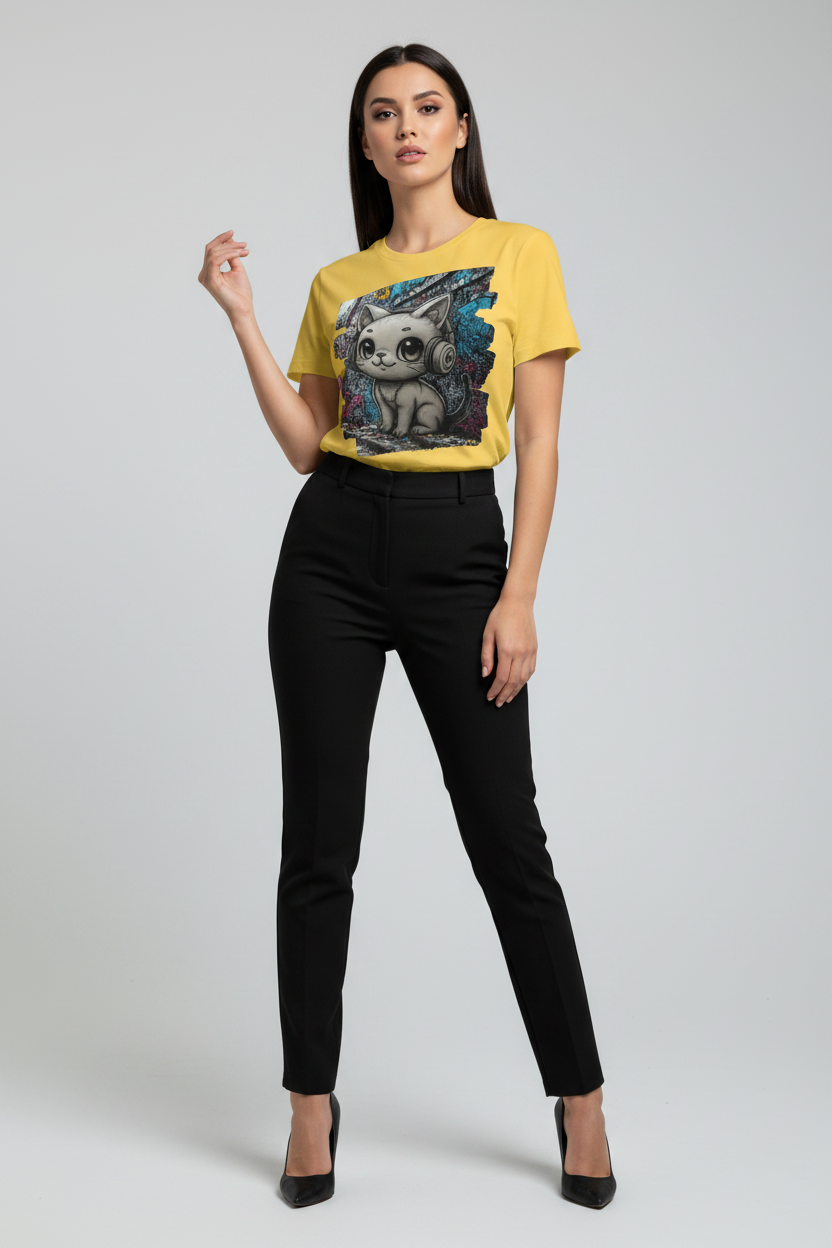 Street Cat with Headphones T-Shirt