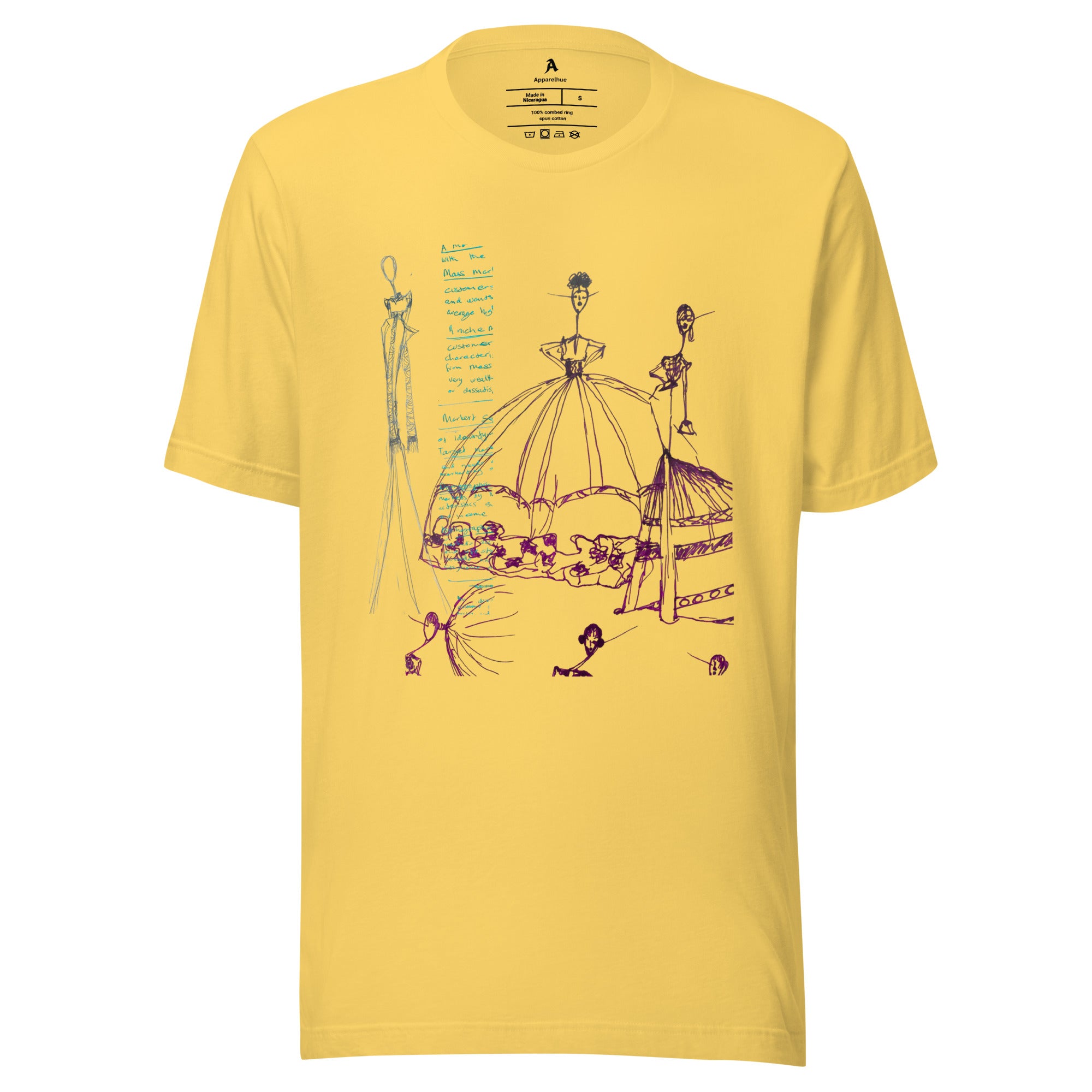stylish yellow tee with creative female illustration